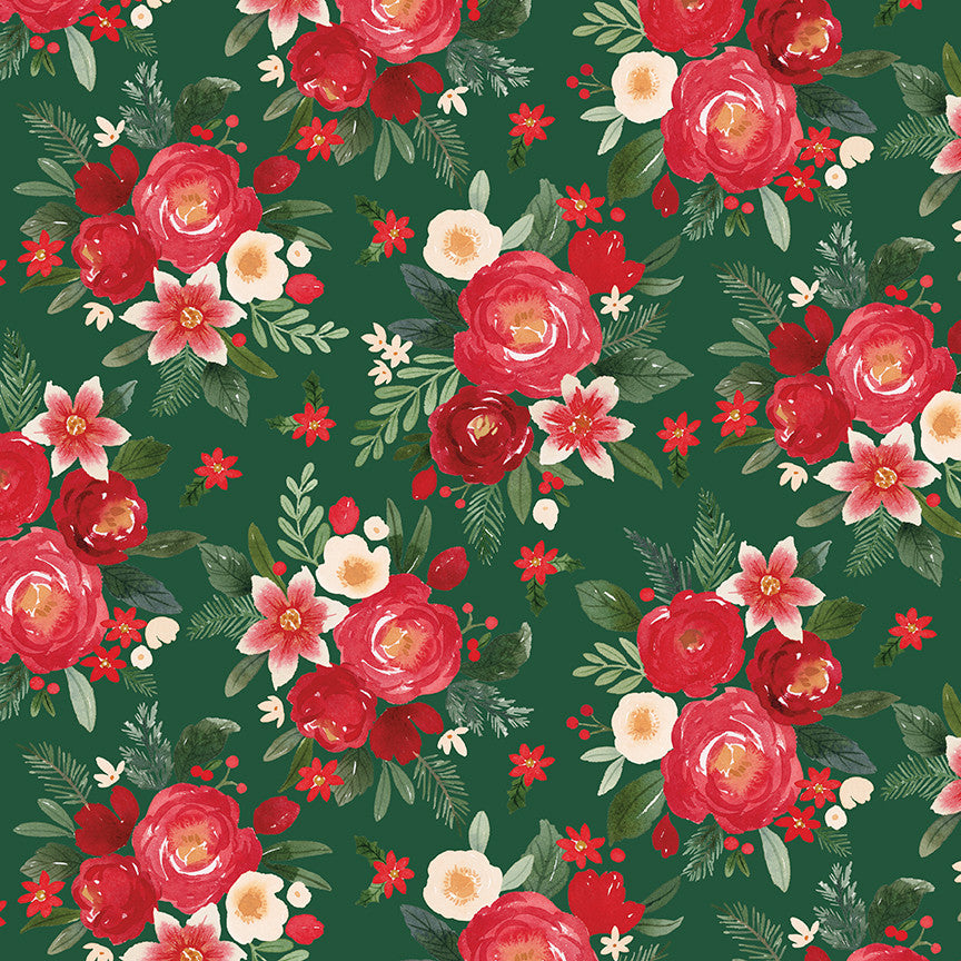 Charming Christmas Main Green Yardage by Kelsey Carlson for Riley Blake Designs | C16350-GREEN