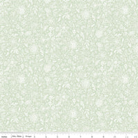 Charming Christmas Floral Outline Mint Yardage by Kelsey Carlson for Riley Blake Designs | C16354-MINT