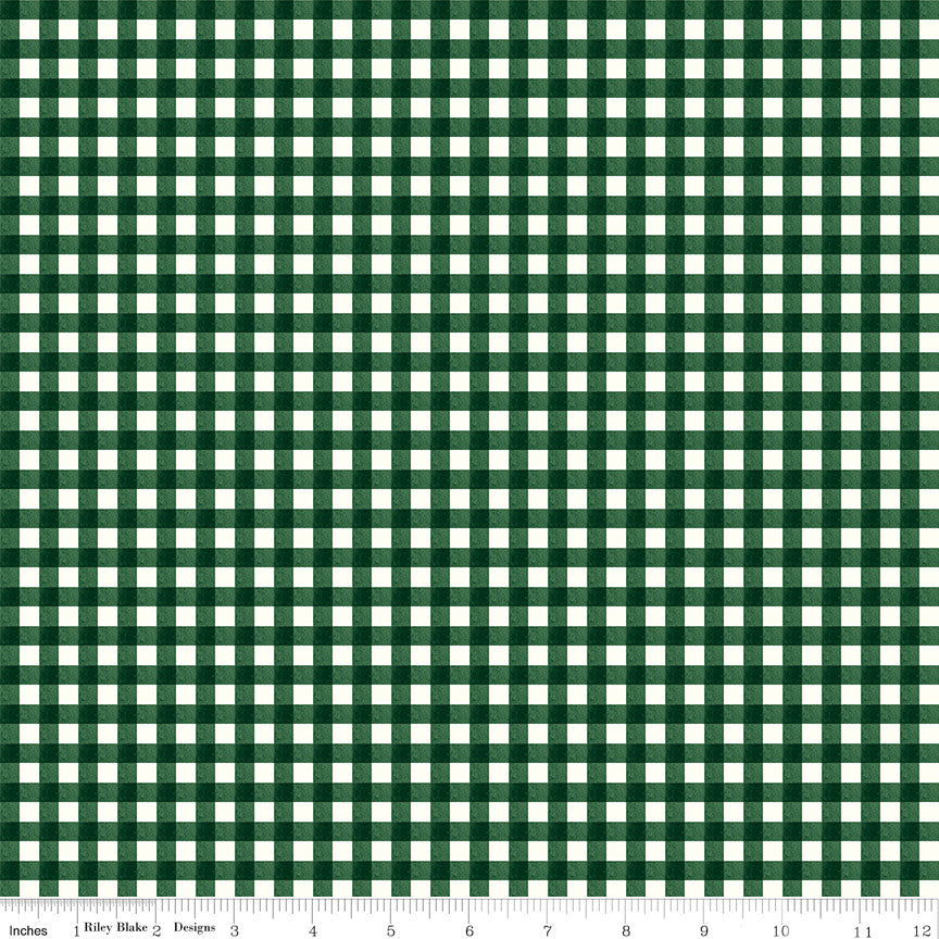 Charming Christmas Gingham Green Yardage by Kelsey Carlson for Riley Blake Designs | C16356-GREEN