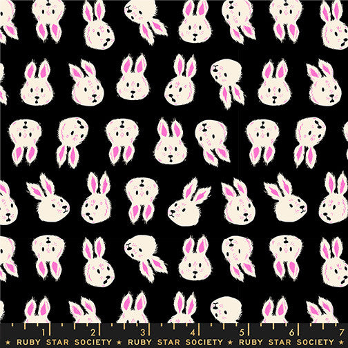 PRESALE Hello Alice Rushing Rabbit Black Yardage by Sarah Watts for Ruby Star Society | RS2125 14