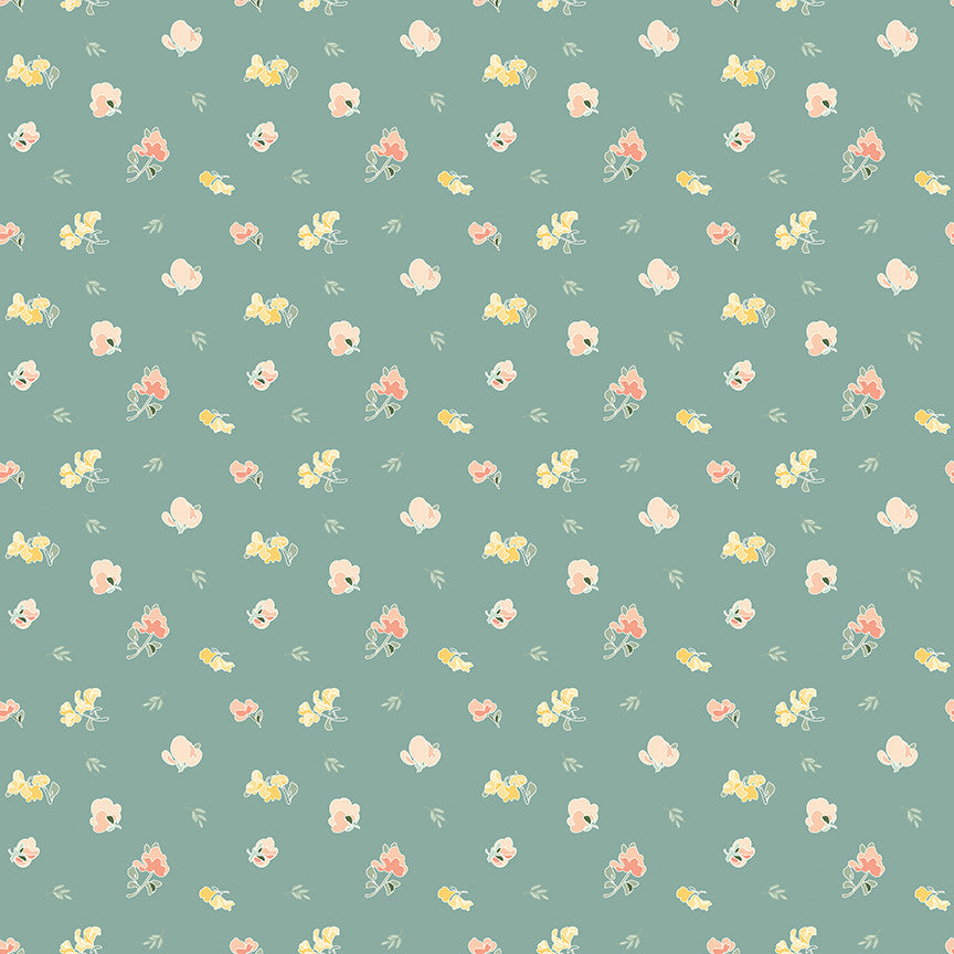 New Beginnings Sweet Peas Teal Yardage by Sandy Gervais for Riley Blake Designs | C15752-Teal