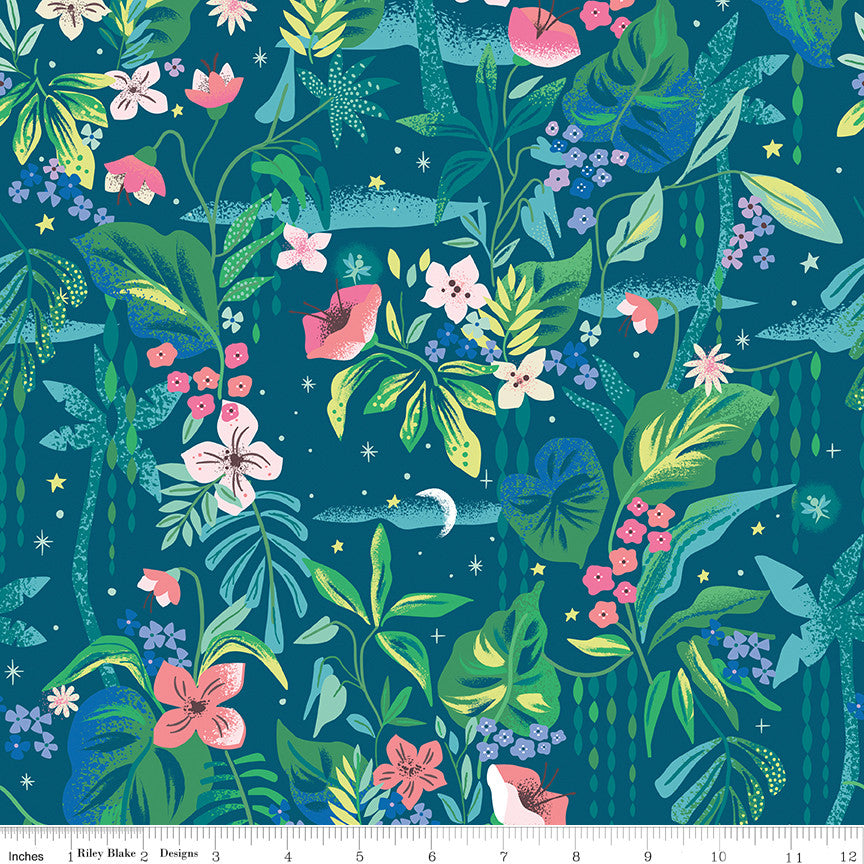 Forever Neverland Tropical Floral Night Yardage by Jill Howarth for Riley Blake Designs | C15903-NIGHT