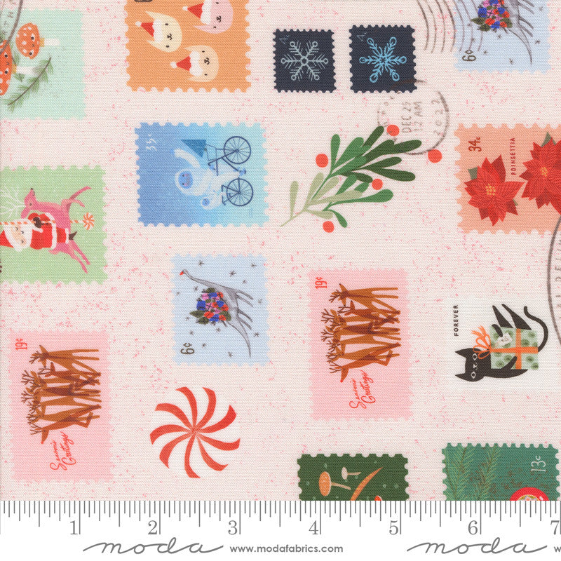 Tiny Christmas Christmas Stamps Snow Yardage by Lizzy House for Moda Fabrics | 37132 11