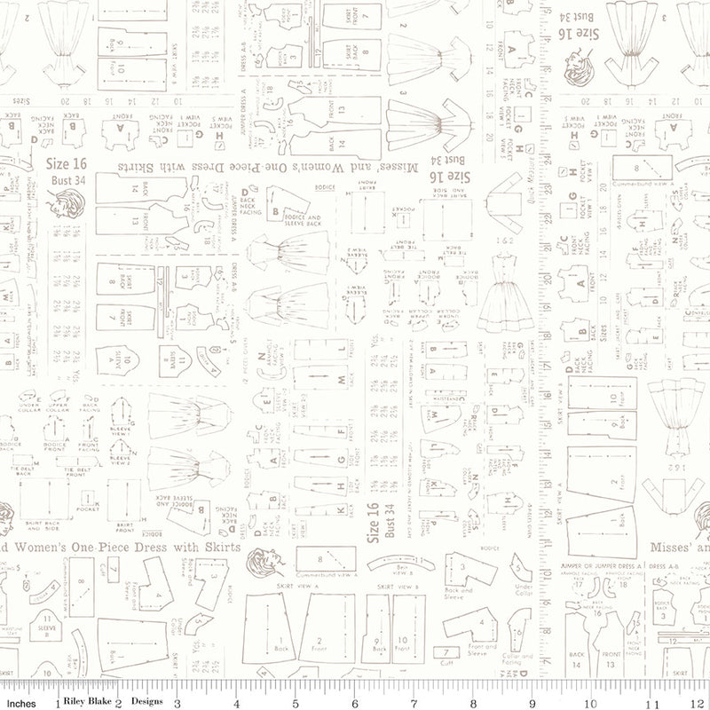 Home Town Pewter Patterns Yardage by Lori Holt for Riley Blake Designs |C13599 PEWTER