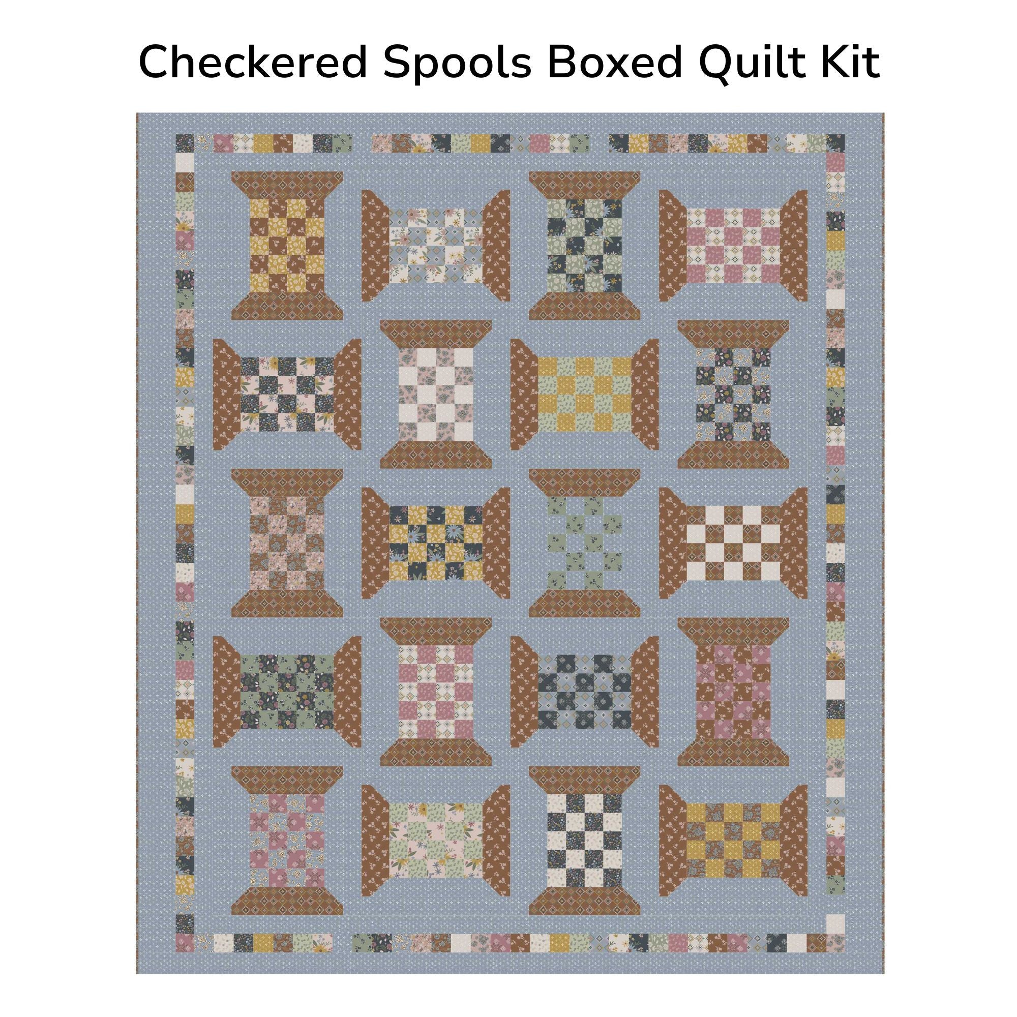 Checkered Spools Quilt Kit Boxed With Honey Locust by Amber Johnson for Riley Blake Designs | KT-16270