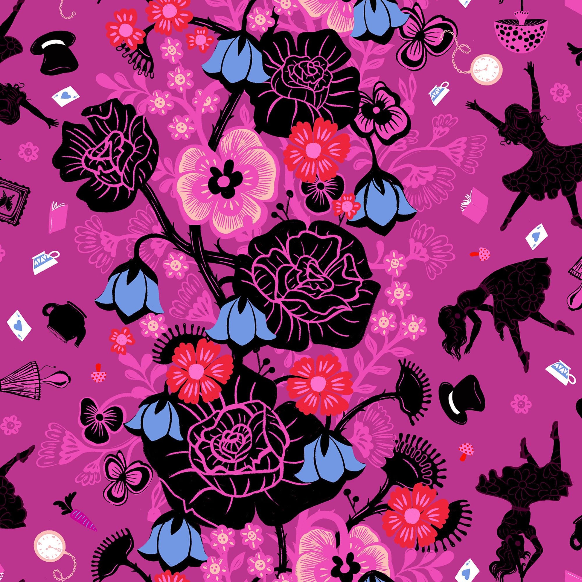 PRESALE Hello Alice Rabbit Hole Berry Yardage by Sarah Watts for Ruby Star Society | RS2121 12