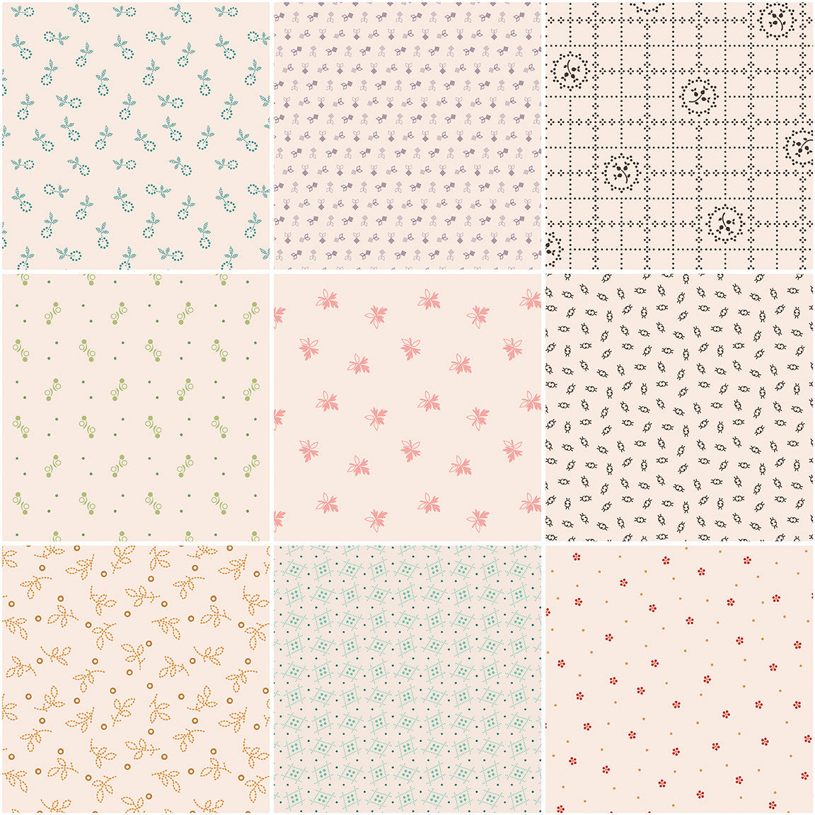 Gentler Times Custom Fat Quarter Bundle Low Volume Backgrounds by Lori Holt of Bee in My Bonnet  | 9 Fat Quarters