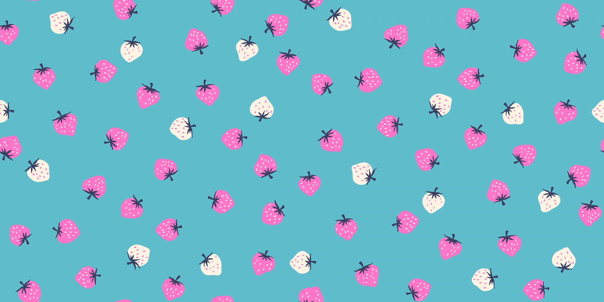 Strawberry Turquoise Strawberry Toss Yardage by Kimberly