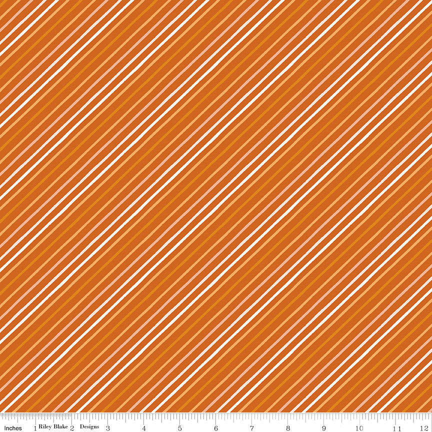 Happy Fall Days Stripes Rust Yardage by Kelsey Carlson for Riley Blake Design | C16346-RUST
