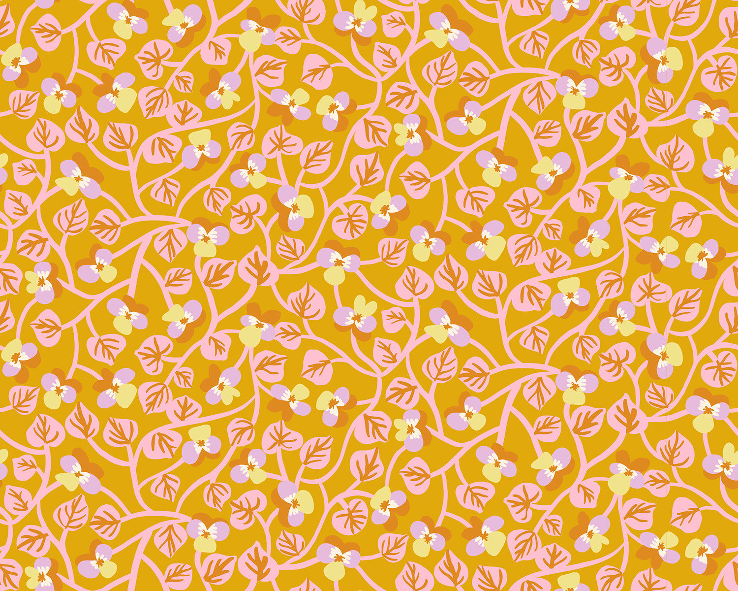 Bird Is The Word Pansy Goldenrod Yardage by Kimberly Kight of Ruby Star Society | RS3079 13