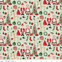 Charming Christmas Santa & Mrs. Claus Mint Yardage by Kelsey Carlson for Riley Blake Designs | C16351-MINT