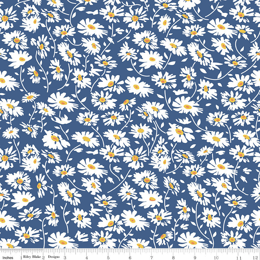 Always in Season Daisy Navy Yardage by American Jane for Riley Blake Designs C15104-NAVY