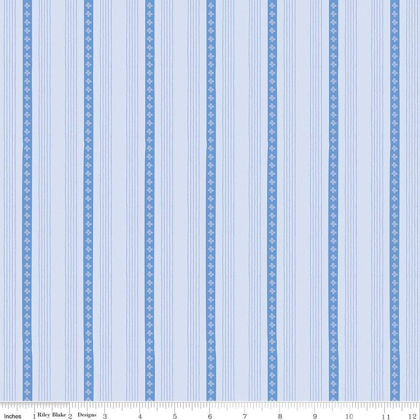 Penelope Stripes Sky Yardage by My Mind's Eye for Riley Blake Designs | C16645-SKY