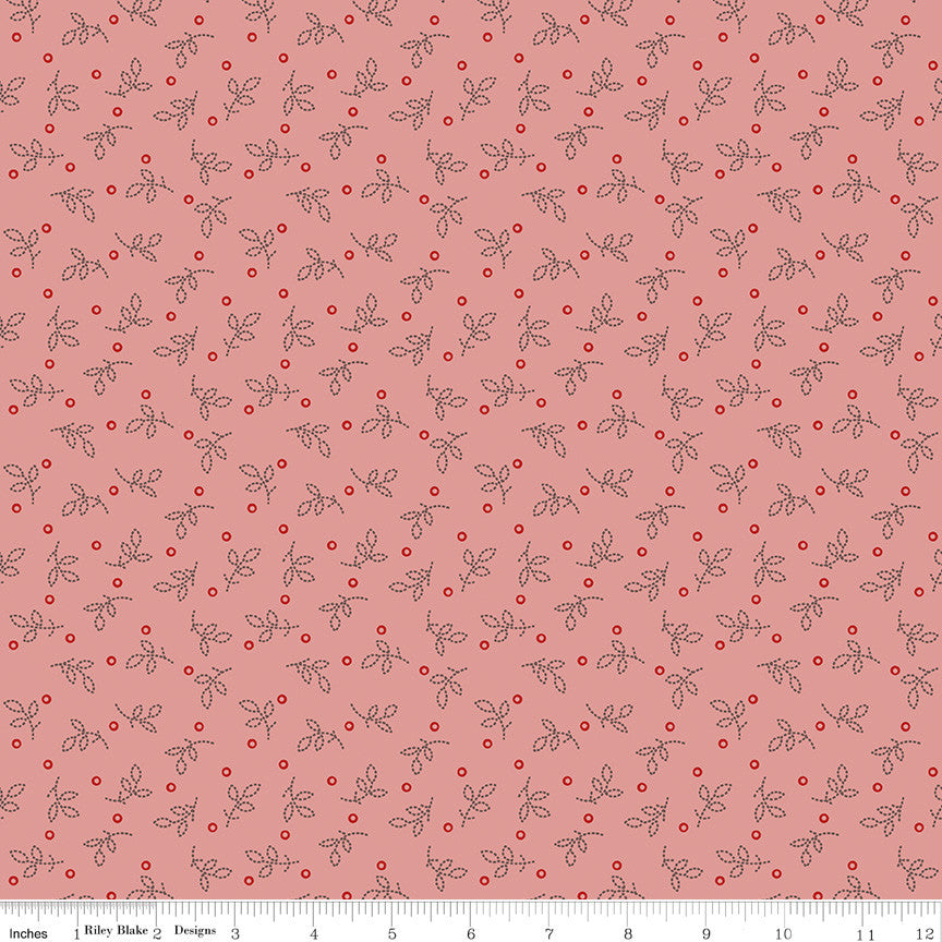 Gentler Times Pleasant Coral Yardage by Lori Holt of Bee in My Bonnet For Riley Blake Designs | C16482-CORAL