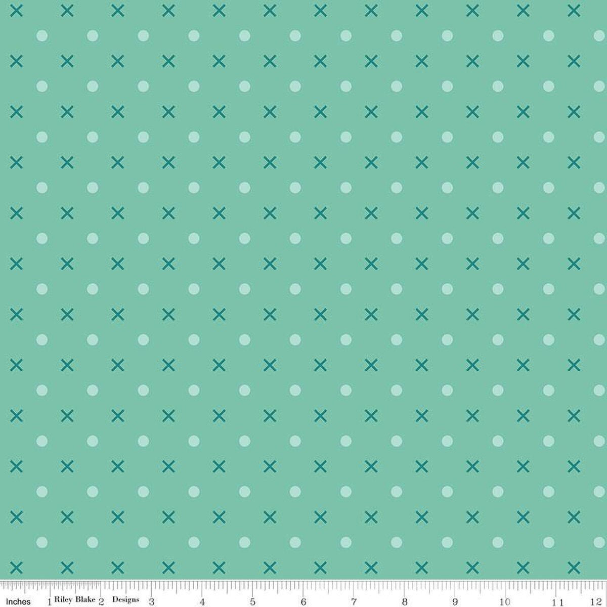 Wide Back Bee Dots Sea Glass Yardage by Lori Holt of Bee in My Bonnet | 108" Wide Backing Fabric | WB14183-SEAGLASS