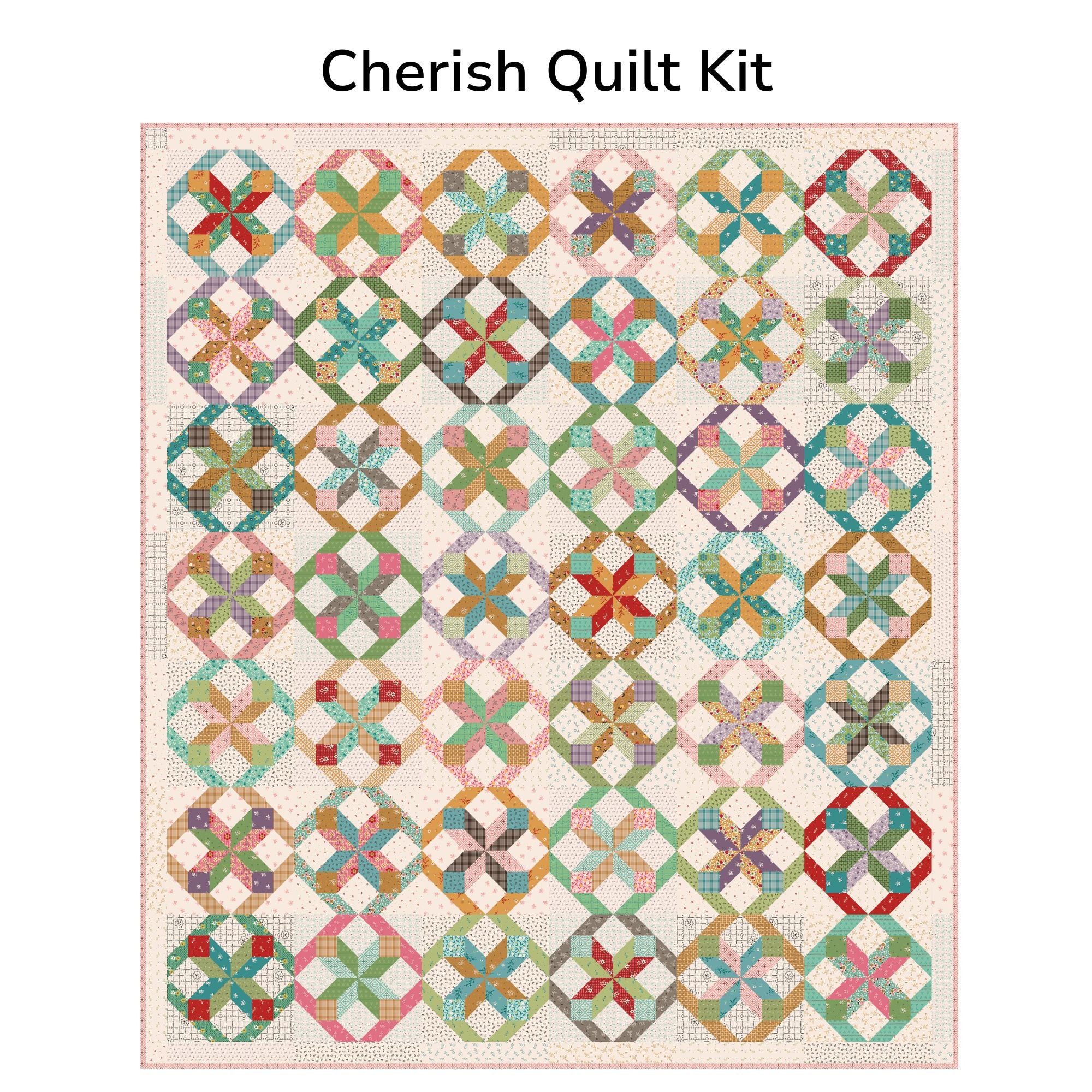 Cherish Custom Quilt Kit With Gentler Times by Lori Holt of Bee in My Bonnet | Size 76" x 86"