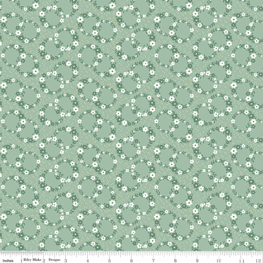 Mary Catherine Wreaths Sage Yardage by Amy Smart for Riley Blake Designs | C16701-SAGE