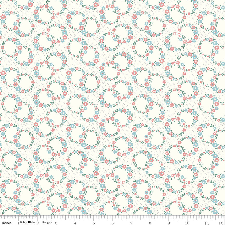 Mary Catherine Wreaths Cloud Yardage by Amy Smart for Riley Blake Designs | C16701-CLOUD