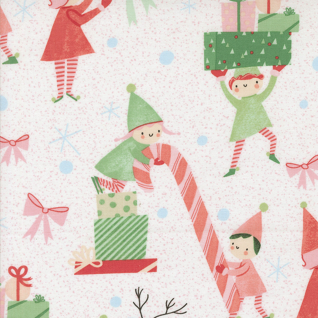 Tiny Christmas Elves Snow Yardage by Lizzy House for Moda Fabrics | 37131 11