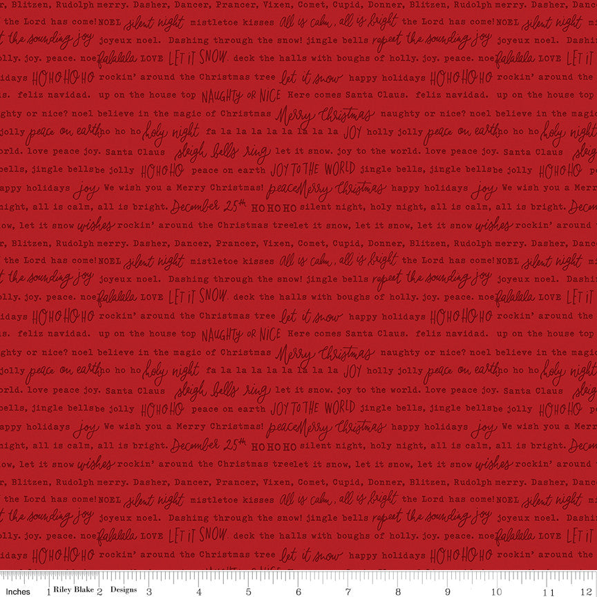 Charming Christmas Words Red Yardage by Kelsey Carlson for Riley Blake Designs | C16357-RED