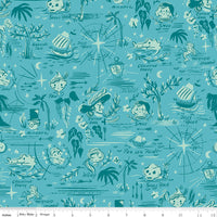 Forever Neverland Neverland Map Lagoon Yardage by Jill Howarth for Riley Blake Designs | C15902-PEACOCK