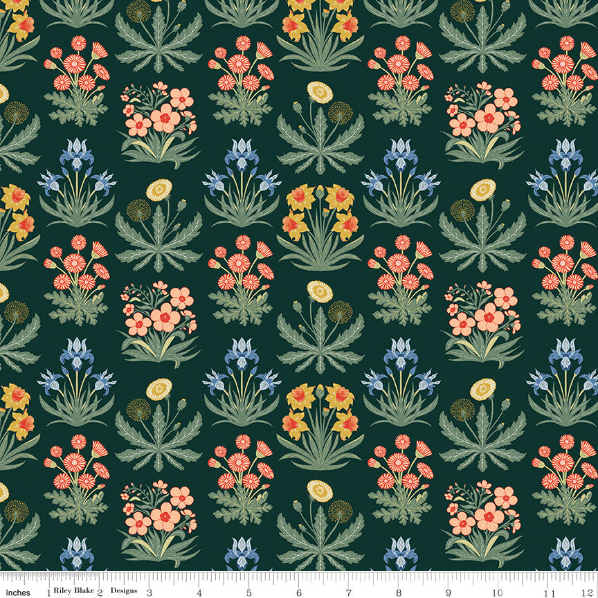 Wanderlust Morning Meadow Dark Green Yardage by Danelys Sidron for Riley Blake Designs | C15471-DKGREEN