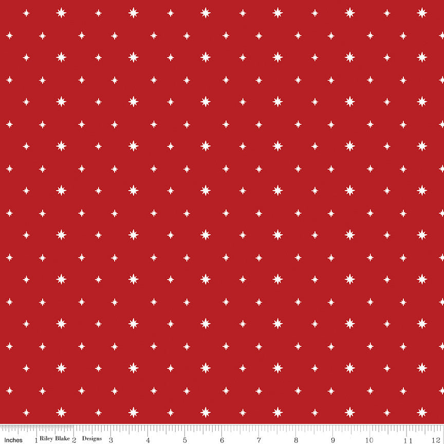 Charming Christmas Stars Red Yardage by Kelsey Carlson for Riley Blake Designs | C16355-RED