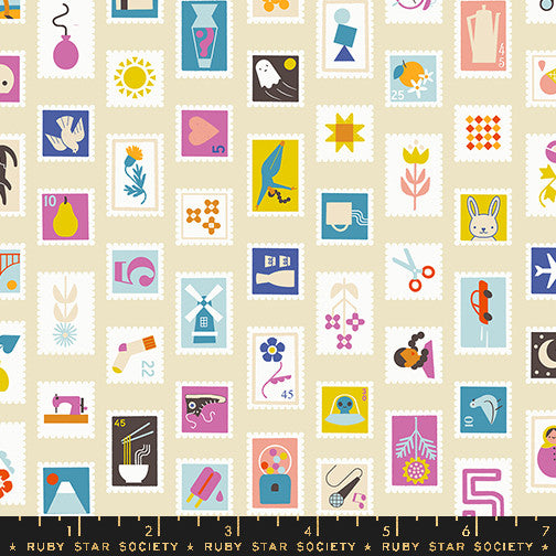 Salutations Stampy Parchment Yardage by Rashida Coleman Hale for Ruby Star Society | RS1089 11