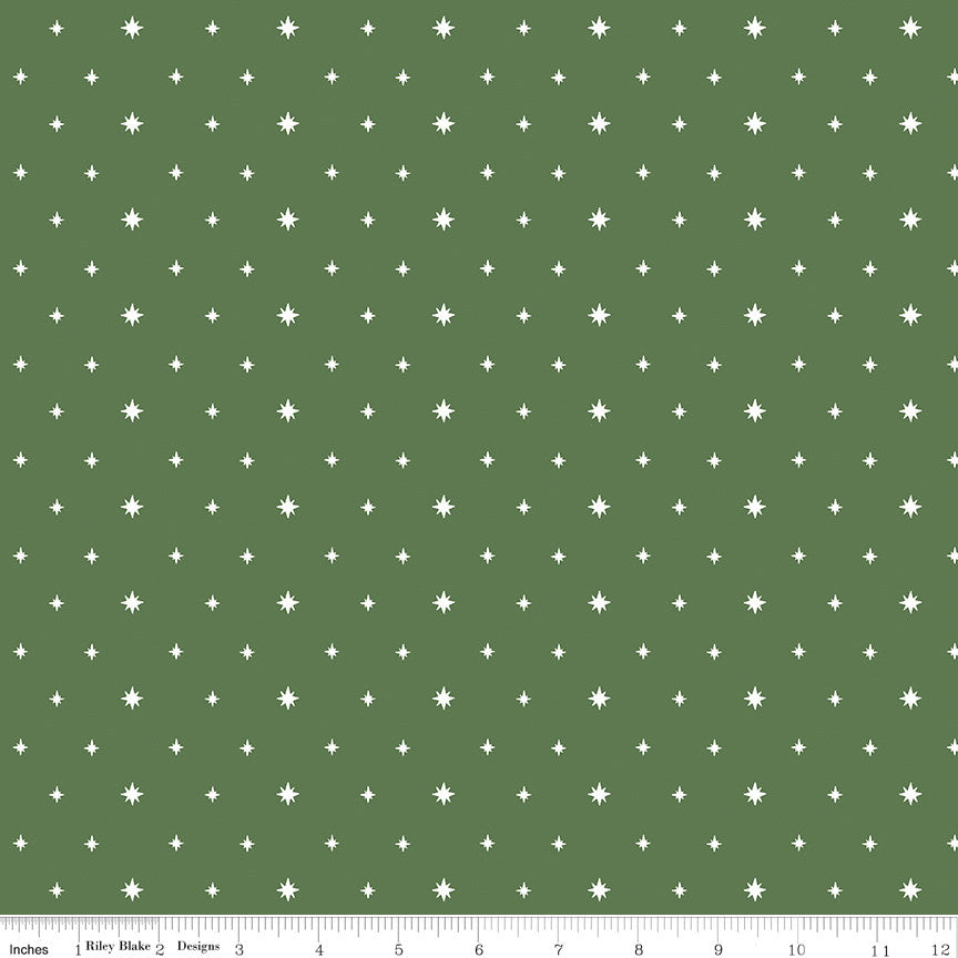 Charming Christmas Stars Green Yardage by Kelsey Carlson for Riley Blake Designs | C16355-GREEN