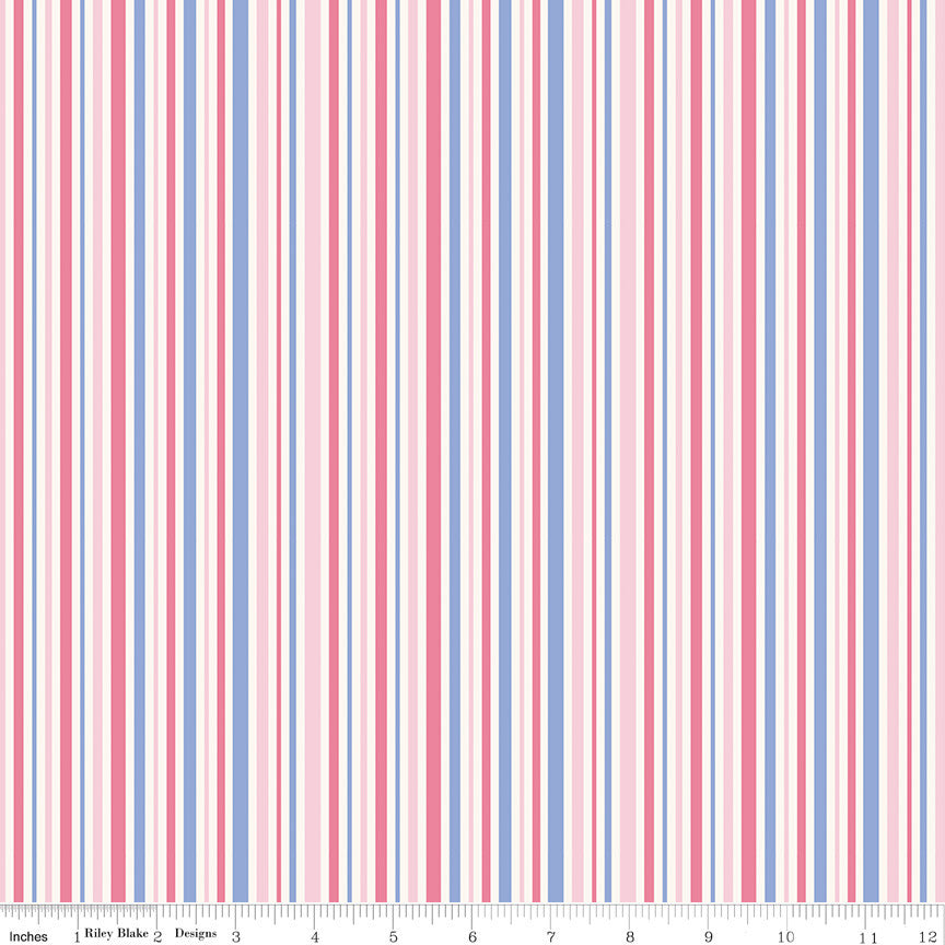 Little Darlin' Stripes Pink Yardage by the RBD Designers for Riley Blake Designs | C16976-PINK