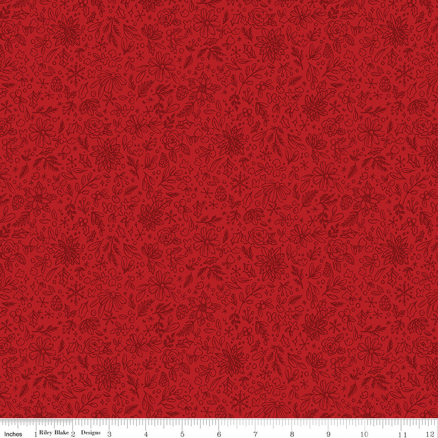 Charming Christmas Words Red Yardage by Kelsey Carlson for Riley Blake Designs | C16354-RED