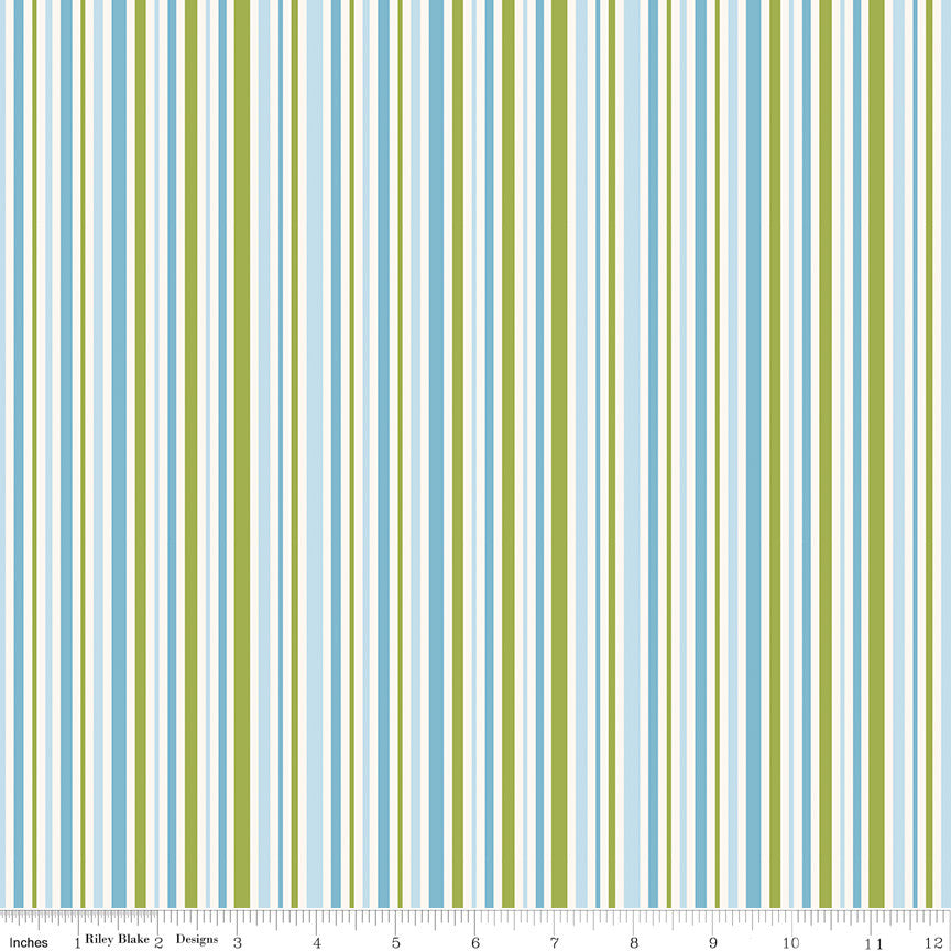 Little Darlin' Stripes Blue Yardage by the RBD Designers for Riley Blake Designs | C16976-BLUE