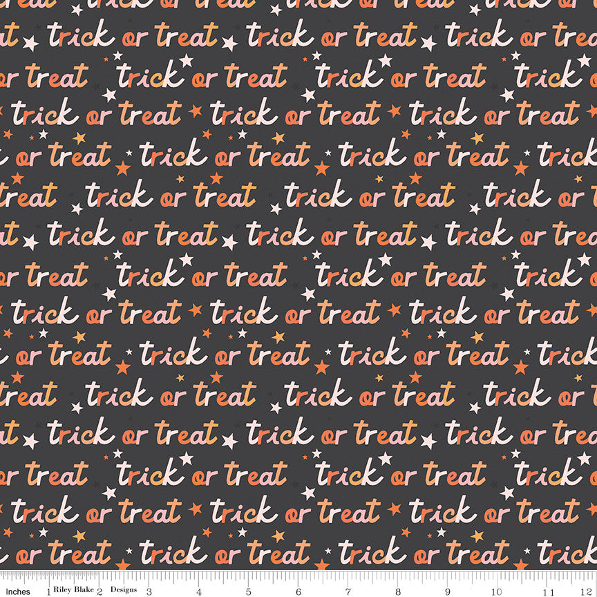 PRESALE Hey Pumpkin Trick or Treat Charcoal Yardage by My Mind's Eye for Riley Blake Designs | C16034-CHARCOAL