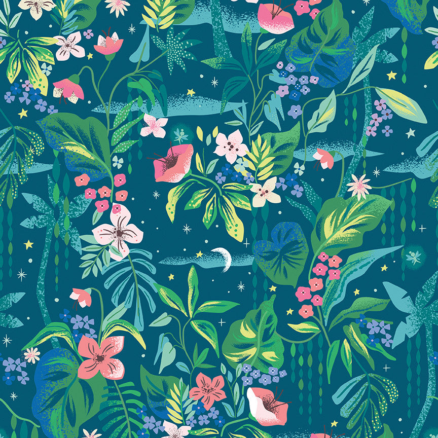 Forever Neverland Tropical Floral Night Yardage by Jill Howarth for Riley Blake Designs | C15903-NIGHT