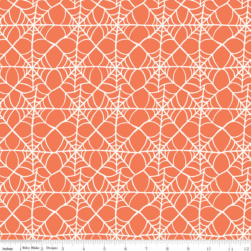 Hey Pumpkin Webs Orange Yardage by My Mind's Eye for Riley Blake Designs | C16033-ORANGE