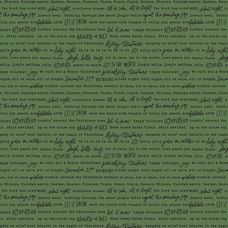 Charming Christmas Words Green Yardage by Kelsey Carlson for Riley Blake Designs | C16357-GREEN