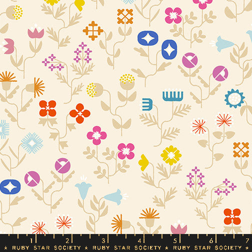 Salutations Forget Me Not Natural  Yardage by Rashida Coleman Hale for Ruby Star Society | RS1092 11