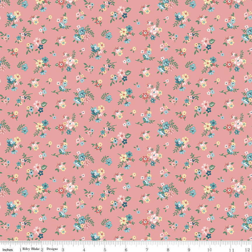 Mary Catherine Ditsy Floral Mellow Rose Yardage by Amy Smart for Riley Blake Designs | C16703-MELLOWROSE