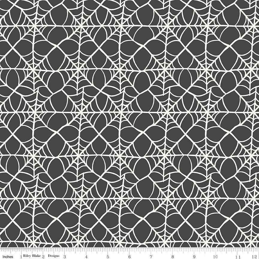 Hey Pumpkin Webs Charcoal Yardage by My Mind's Eye for Riley Blake Designs | C16033-CHARCOAL