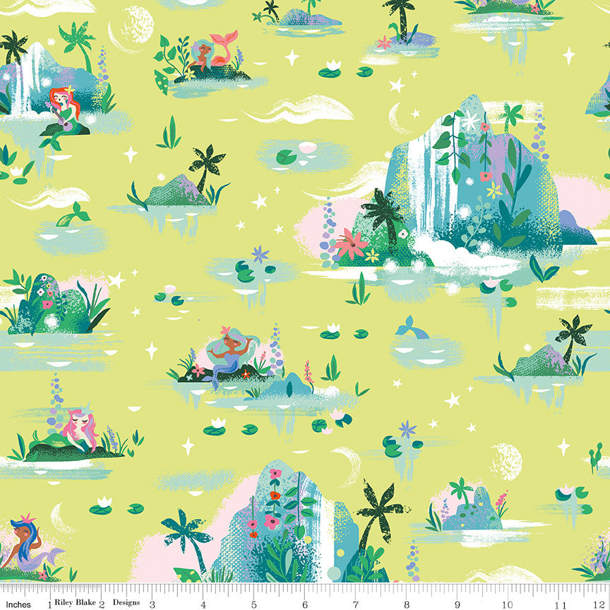 Forever Neverland Mermaid Lagoon Lemongrass Yardage by Jill Howarth for Riley Blake Designs | C15901-LEMONGRASS