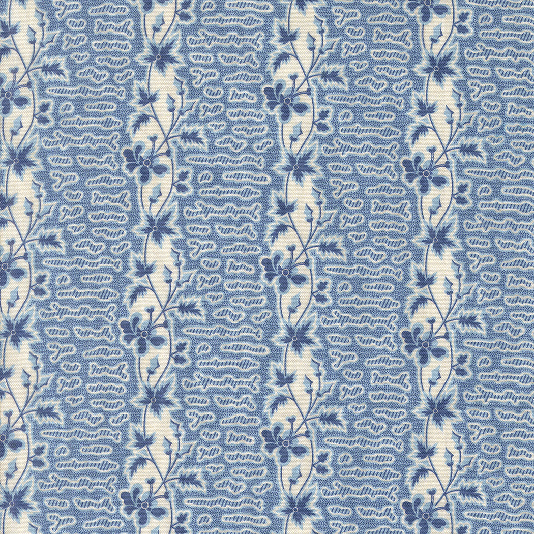 Sallys Stitches Honey Stripes Prussian Blue Yardage by Betsy Chutchian for Moda Fabrics | 31712 13