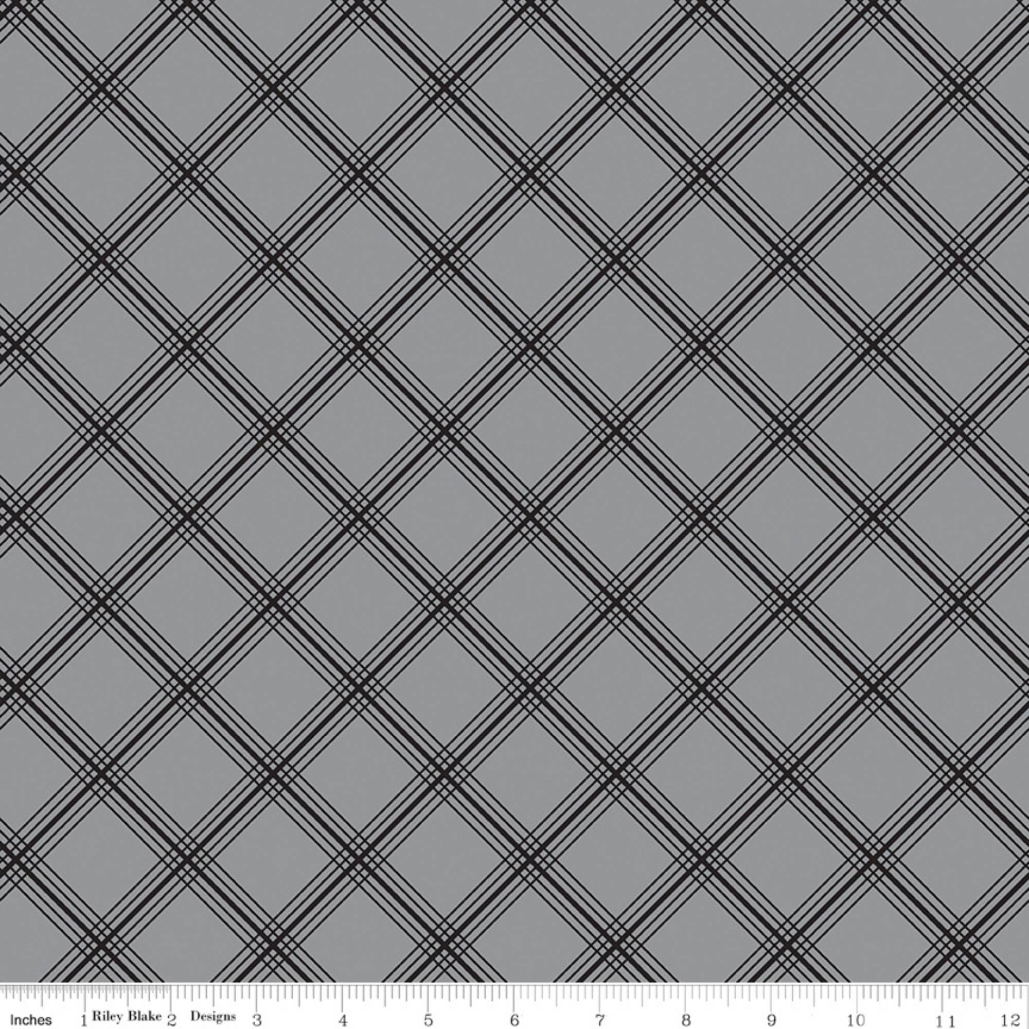 Midnight Meadow Plaid Gray Yardage by My Mind's Eye for Riley Blake Designs | C15322-GRAY