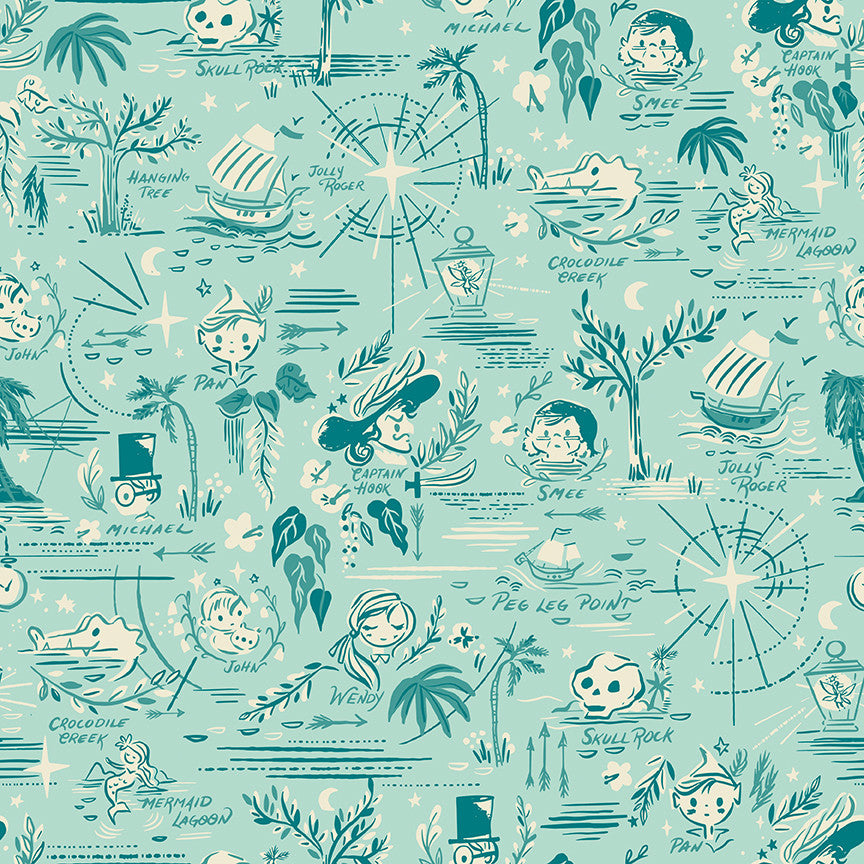 Forever Neverland Neverland Map Songbird Yardage by Jill Howarth for Riley Blake Designs | C15902-SONGBIRD