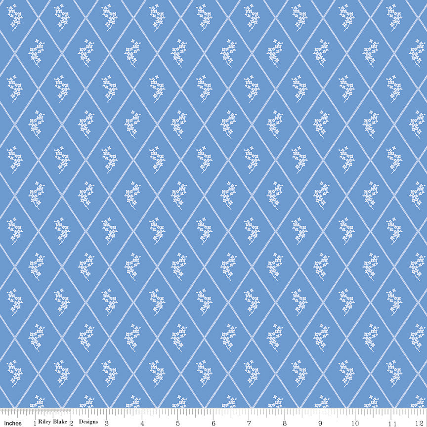 Penelope Diamonds Blue Yardage by My Mind's Eye for Riley Blake Designs | C16642-BLUE