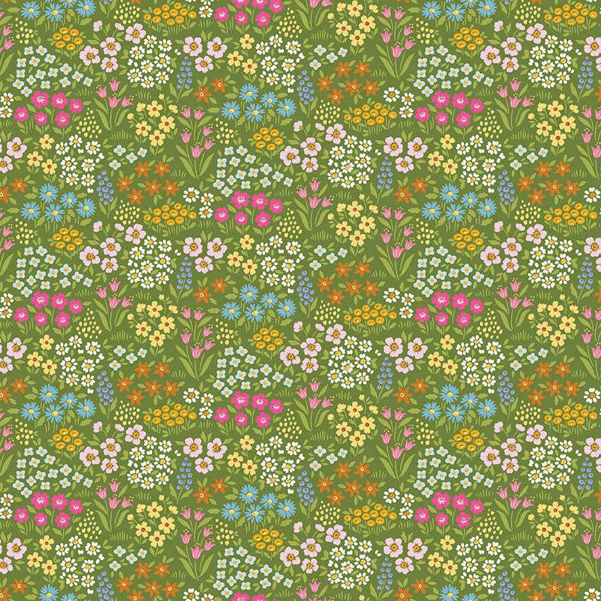Little Darlin' Floral Fields Green Yardage by the RBD Designers for Riley Blake Designs | C16971-GREEN