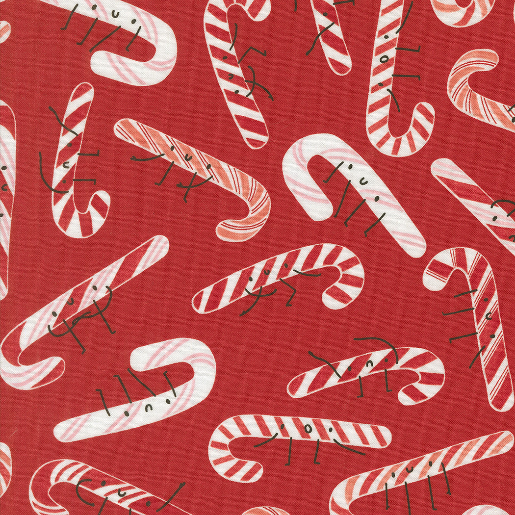 Tiny Christmas Candy Cane Christmas Red Yardage by Lizzy House for Moda Fabrics | 37134 12