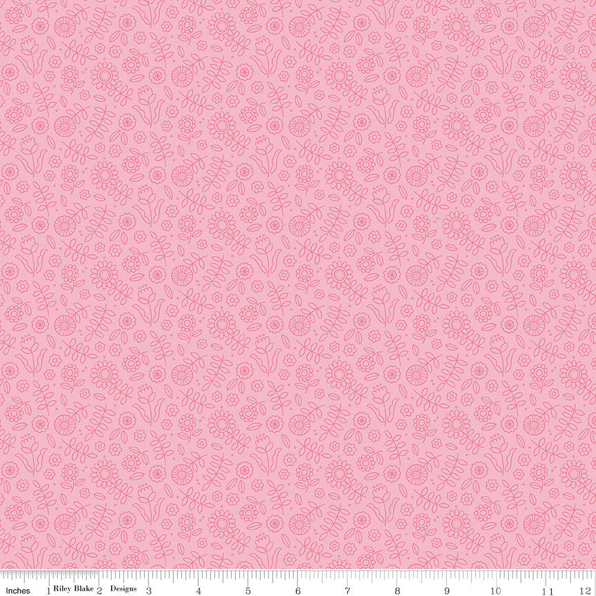 Little Darlin' Tonal Floral Pink Yardage by the RBD Designers for Riley Blake Designs | C16972-PINK