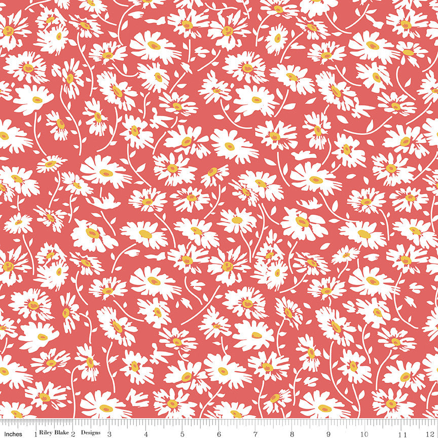 Always in Season Daisy Red Yardage by American Jane for Riley Blake Designs C15104-RED
