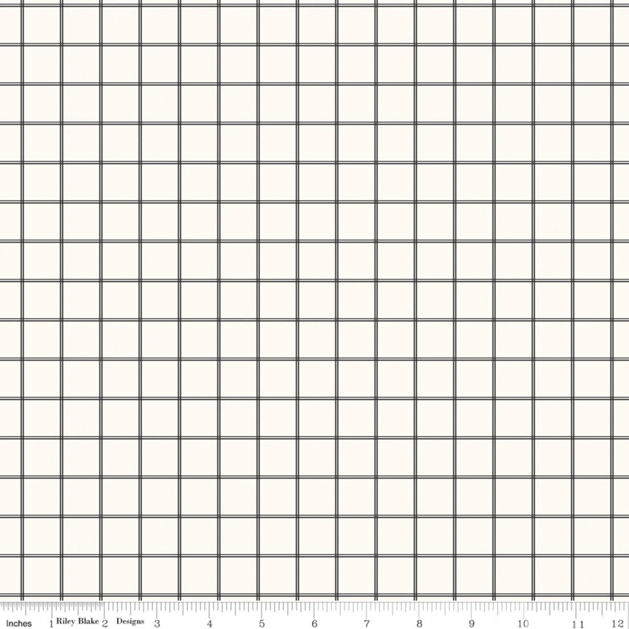 Midnight Meadow Grid Cream Yardage by My Mind's Eye for Riley Blake Designs | C15326-CREAM