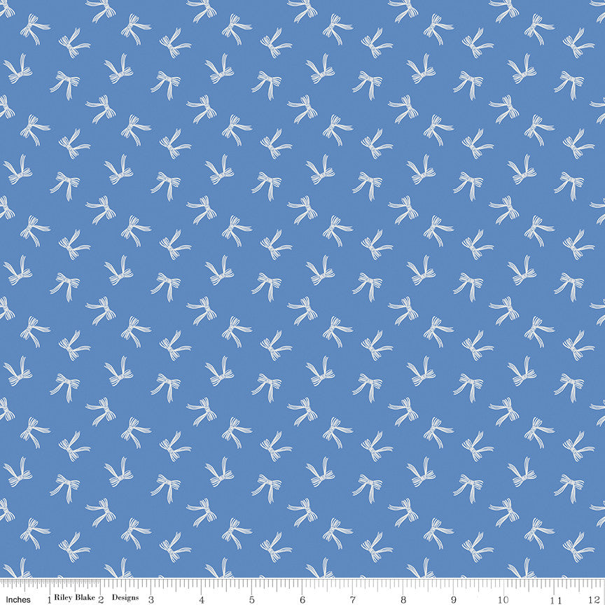 Penelope Bows Blue Yardage by My Mind's Eye for Riley Blake Designs | C16643-BLUE